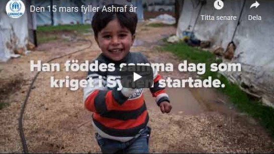 Ashraf från Syrien fyller år den 15 mars, samma dag som kriget startade.