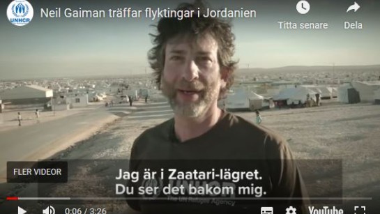 Neil Gaiman träffar syriska flyktingar i Jordanien.