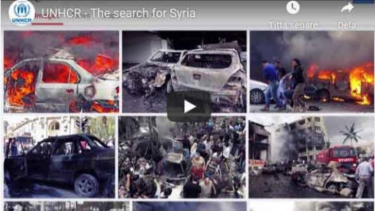 Videon The Search for UNHCR visar med en bildsökning på Google skillnaden mellan vardagen i Syrien där kriget rasar för fullt, och i Sverige. Lägg där till UNHCR. 