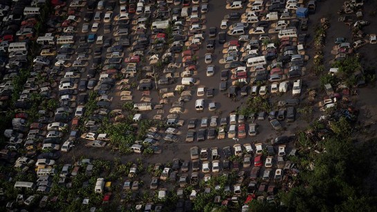 Flygfoto över en parkering i Porto Alegre.